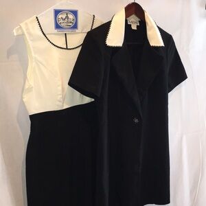 MENU Black & White 2-Piece Dress + Jacket Set | Size 6 | Made in USA